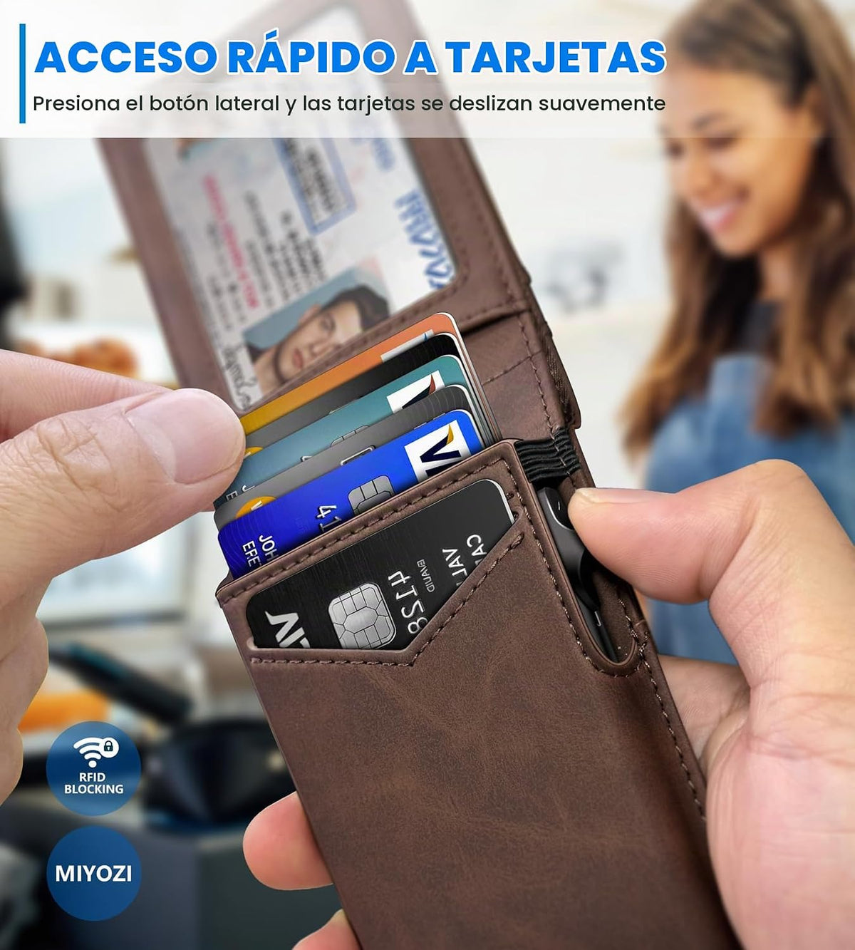 miyozi Cartera para hombre, funda delgada y desmontable para tarjet...