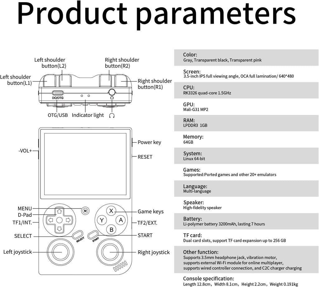Consola de juegos portátil G350, pantalla IPS de 3.5 pulgadas, sist...