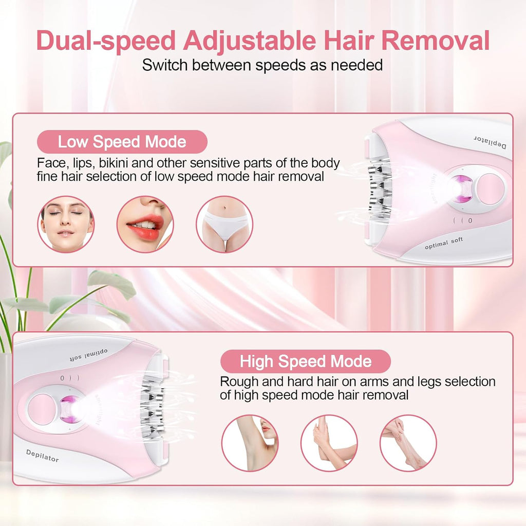Depiladora para mujer, dispositivo de depilación facial de 2 veloci...