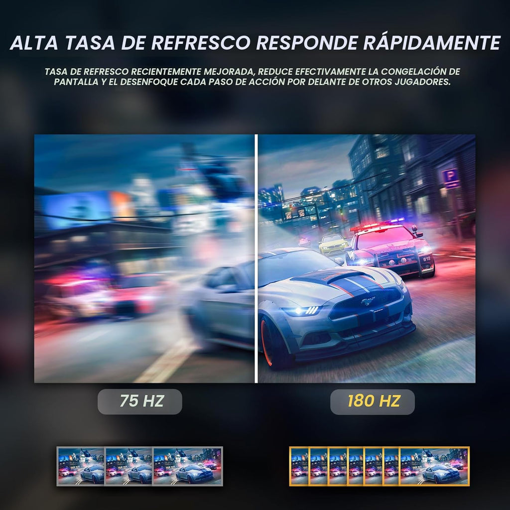 CRUA - Monitor curvo de 24", para juegos, 180Hz\/144Hz FHD 1080...