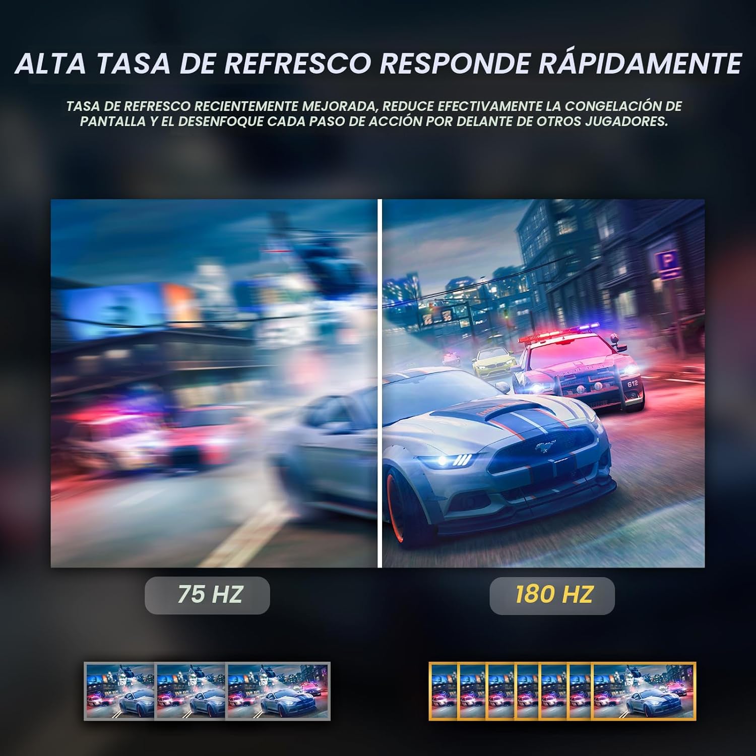 CRUA - Monitor curvo de 24", para juegos, 180Hz\/144Hz FHD 1080...