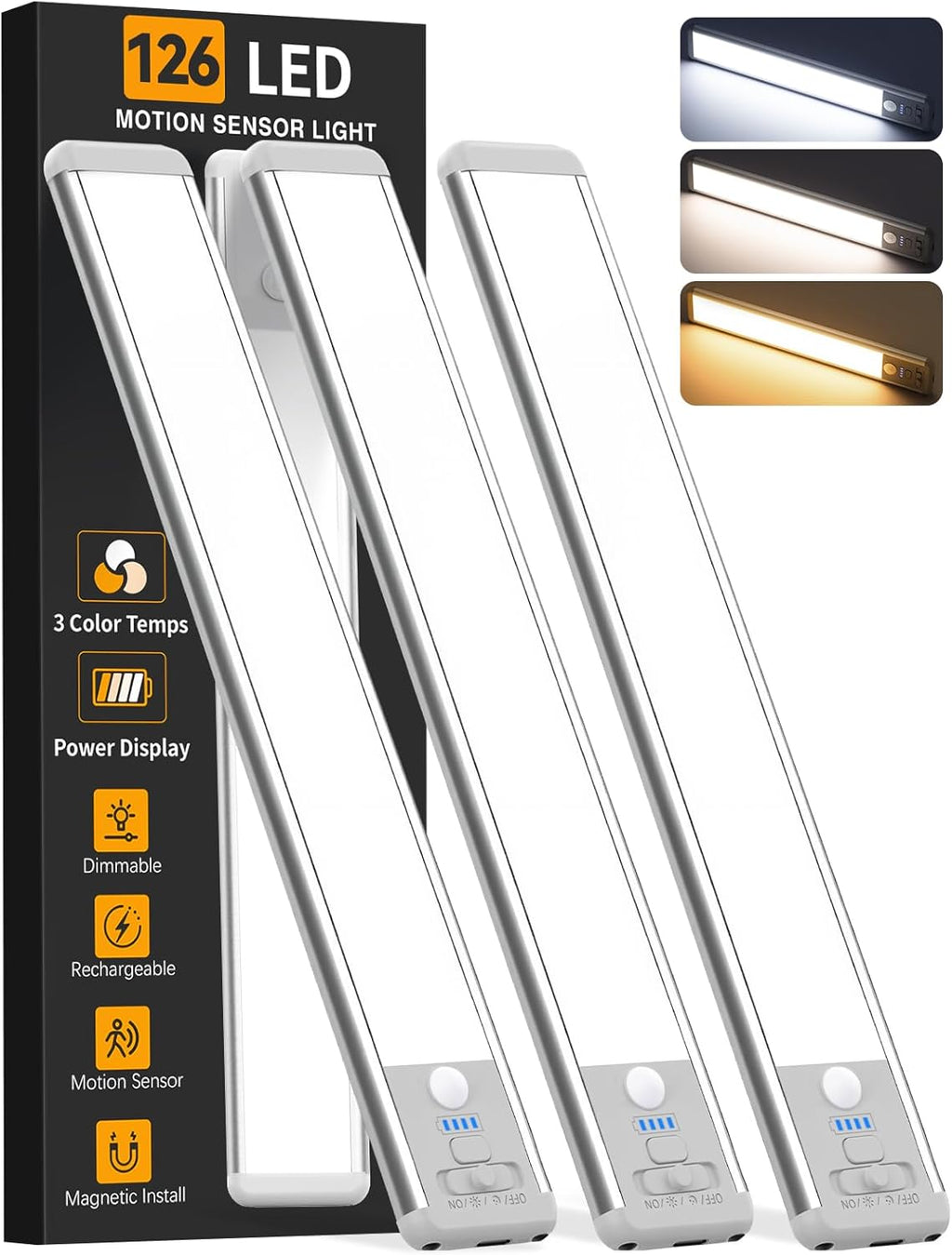 Iluminación inalámbrica para debajo del gabinete, luz recargable co...