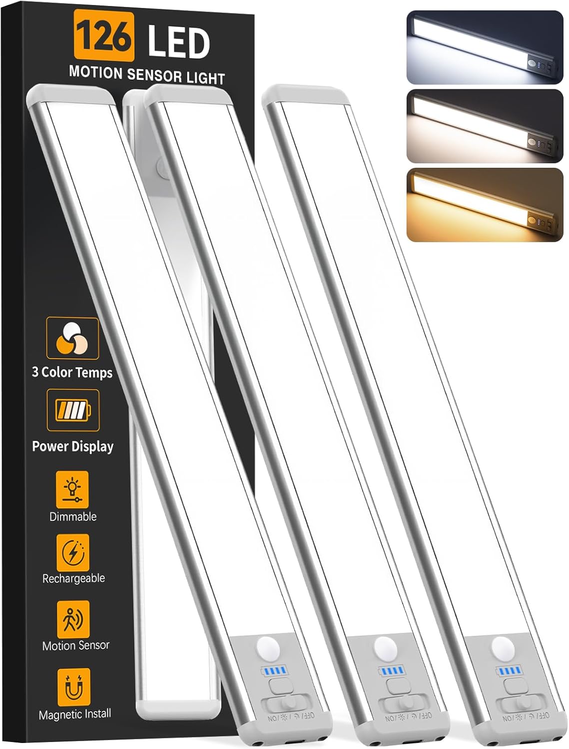 Iluminación inalámbrica para debajo del gabinete, luz recargable co...