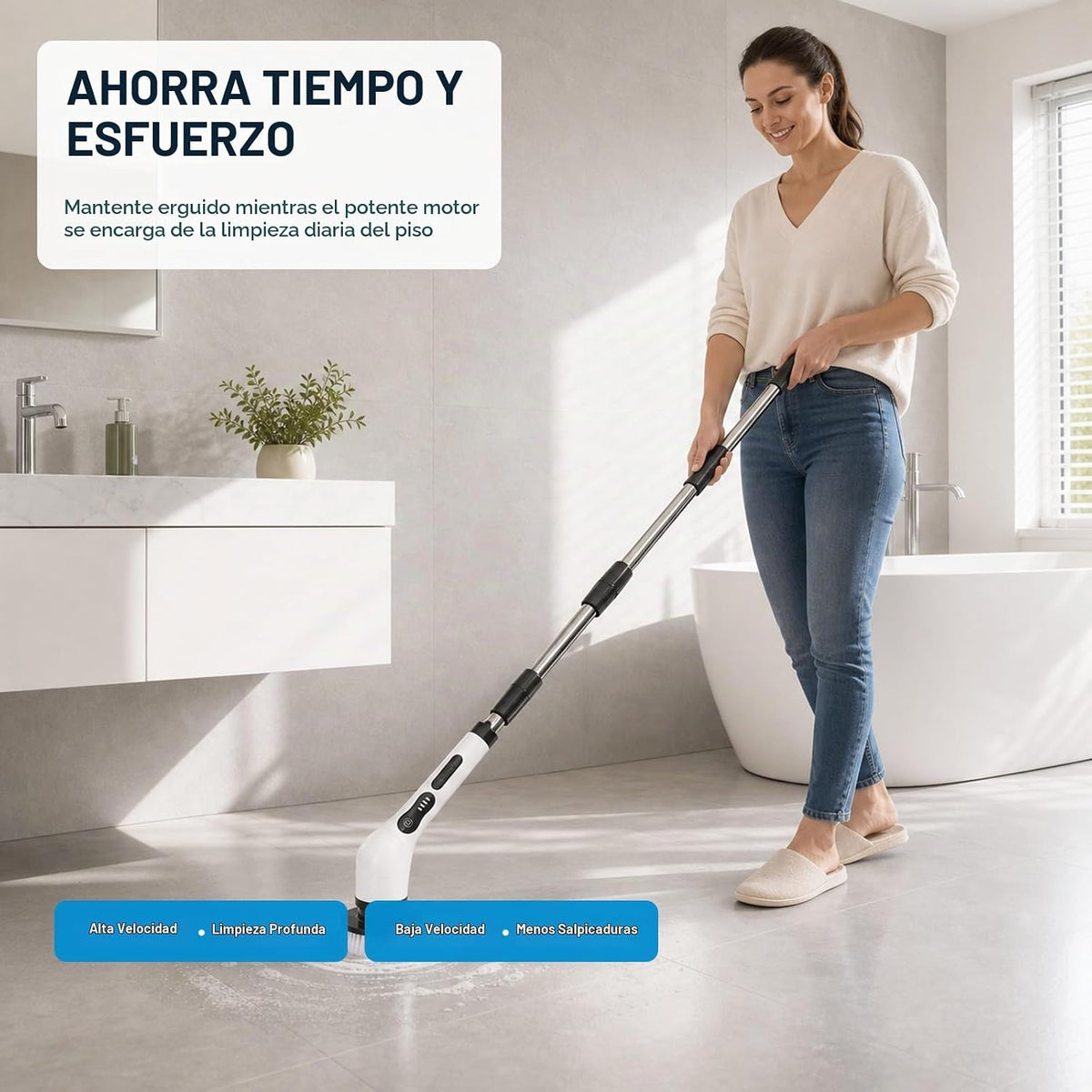 Limpiador eléctrico giratorio, cepillo de limpieza inalámbrico con...