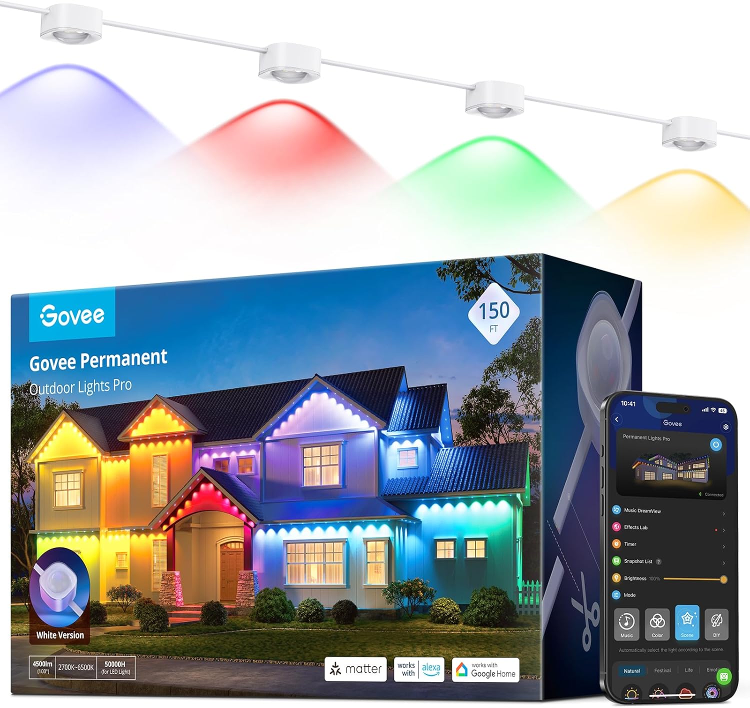 Govee Luces permanentes para exteriores Pro, 150 pies con 90 luces...
