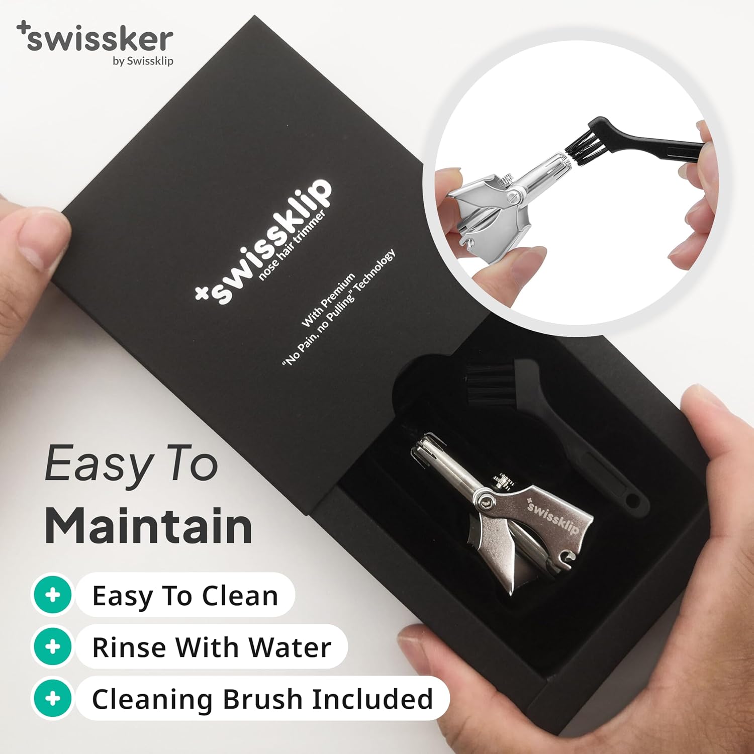 Swissklip Swissker - Recortadora de pelo de nariz para hombres, rec...