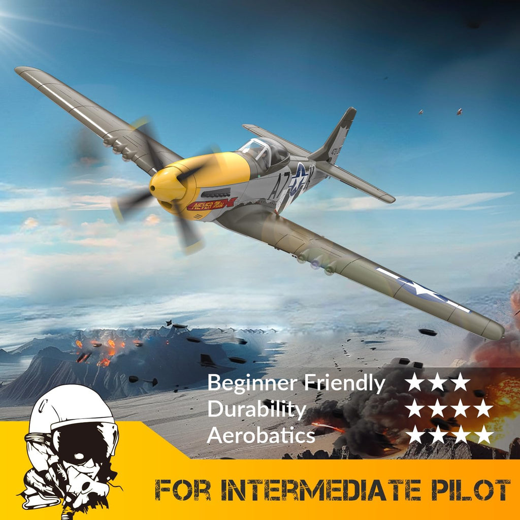 VOLANTEXRC Avión RC Brushless P51D Mustang de 4 canales, avión de c...