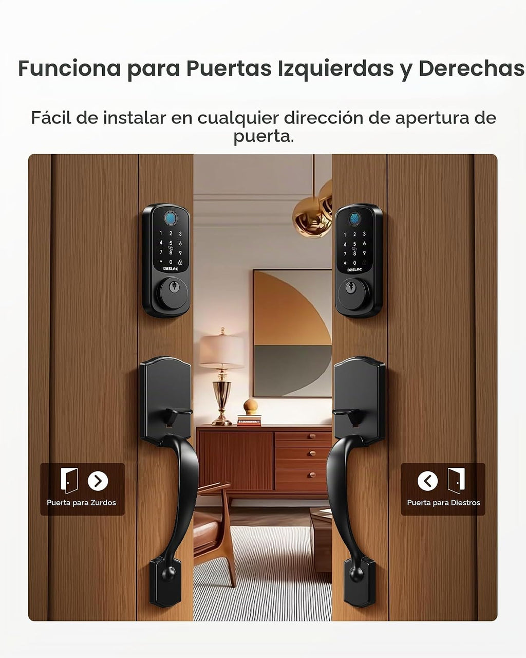 DESLOC B200 Cerradura de Puerta de Entrada sin Llave con Mango, Cer...