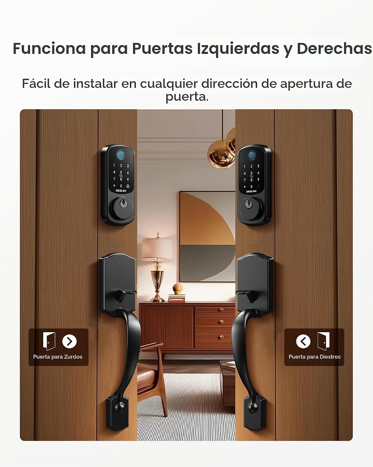 DESLOC B200 Cerradura de Puerta de Entrada sin Llave con Mango, Cer...