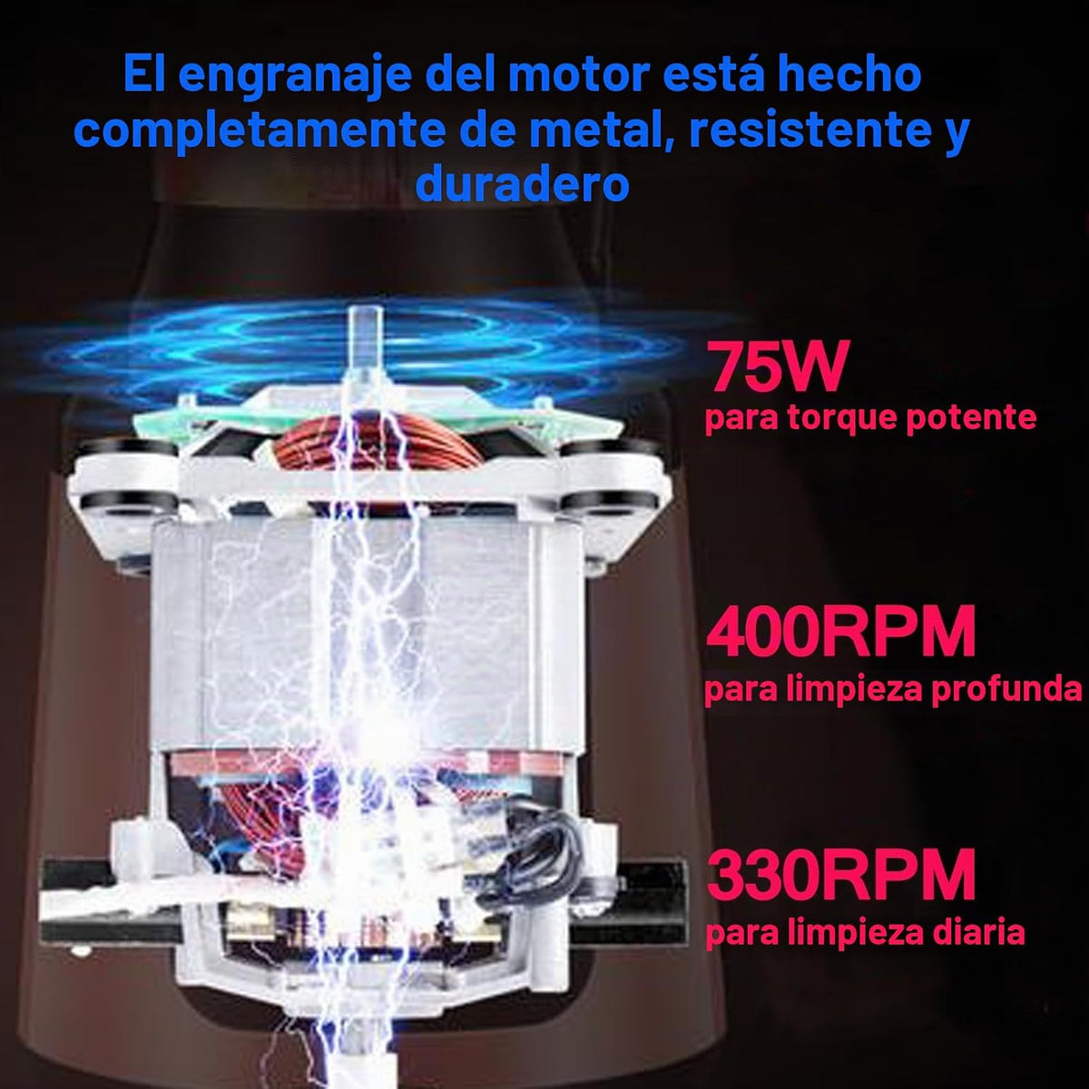 Limpiador eléctrico giratorio, cepillo limpiador de baño con cuerpo...
