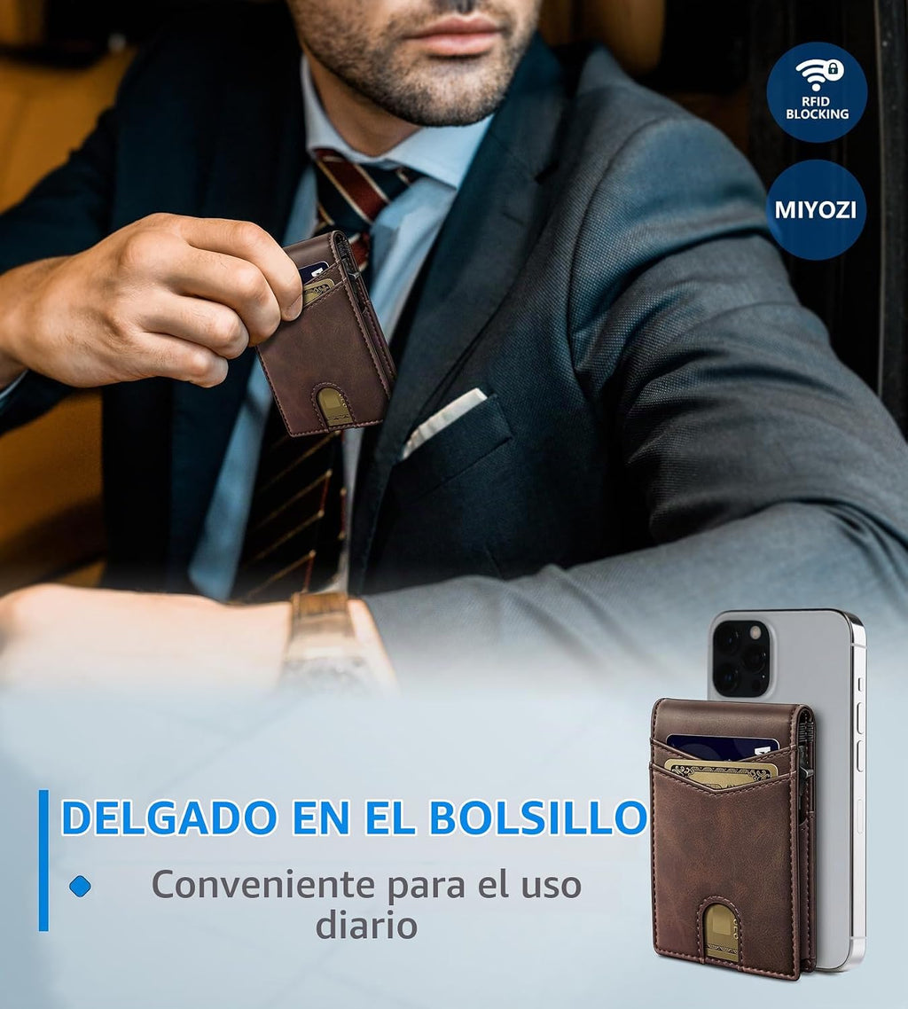 miyozi Cartera para hombre, funda delgada y desmontable para tarjet...