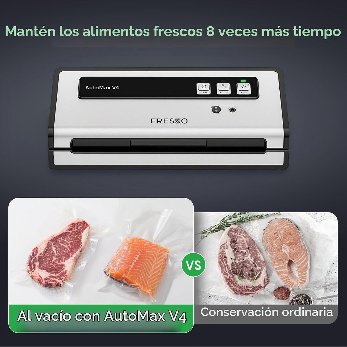 FRESKO Máquina selladora al vacío con detección automática de bolsa...