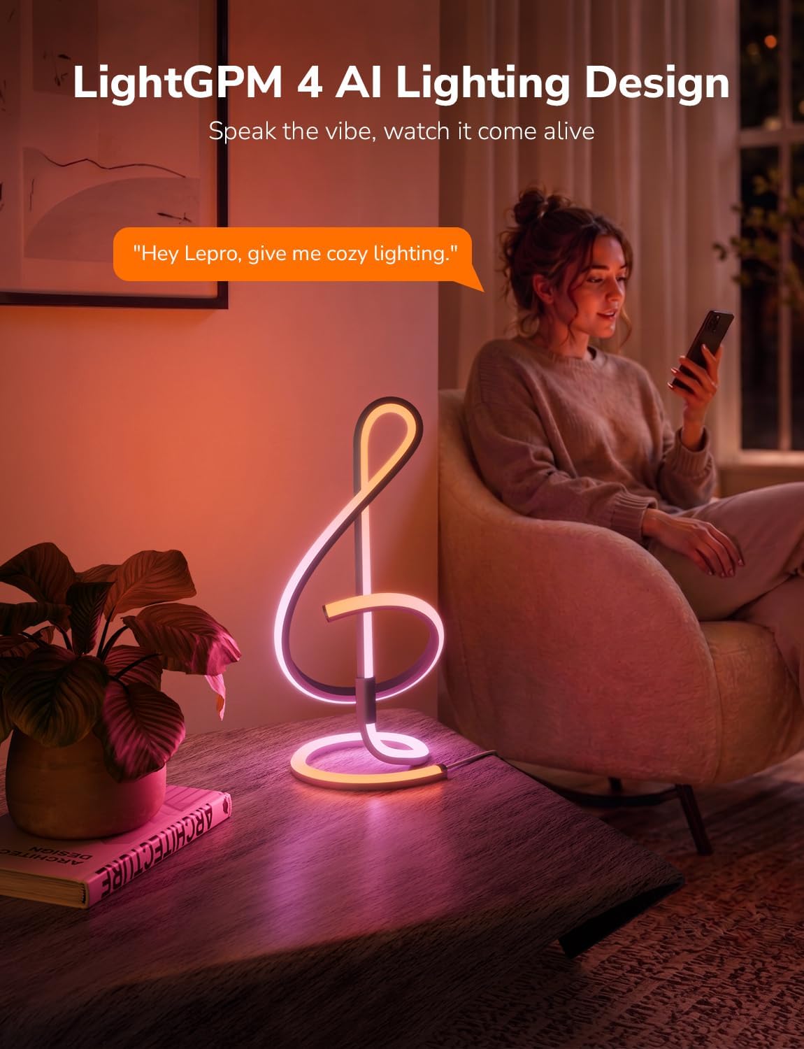 Lámpara de mesa inteligente Lepro TB2 AI, lámparas LED RGB+IC direc...