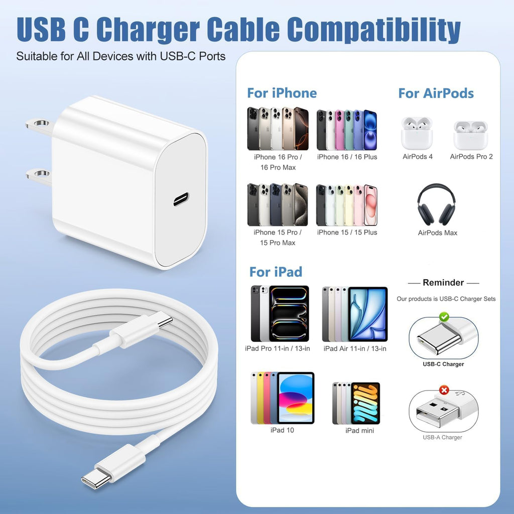Cargador para iPhone 16\/15 de carga rápida, paquete de 2 bloques d...
