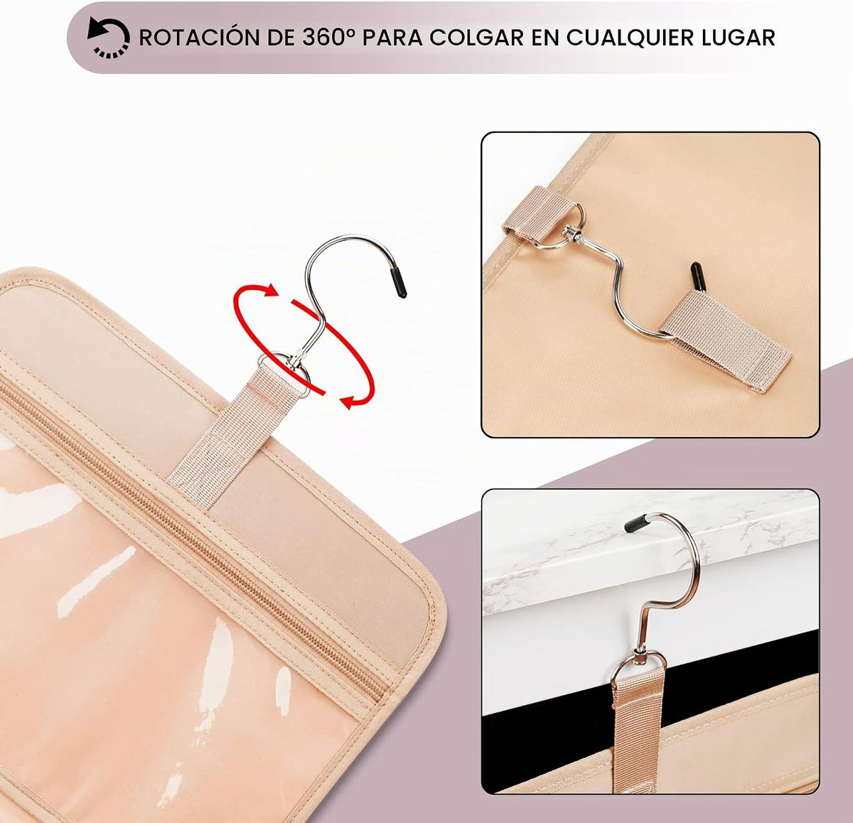 Neceser colgante de viaje para mujer, bolsa de maquillaje extragran...