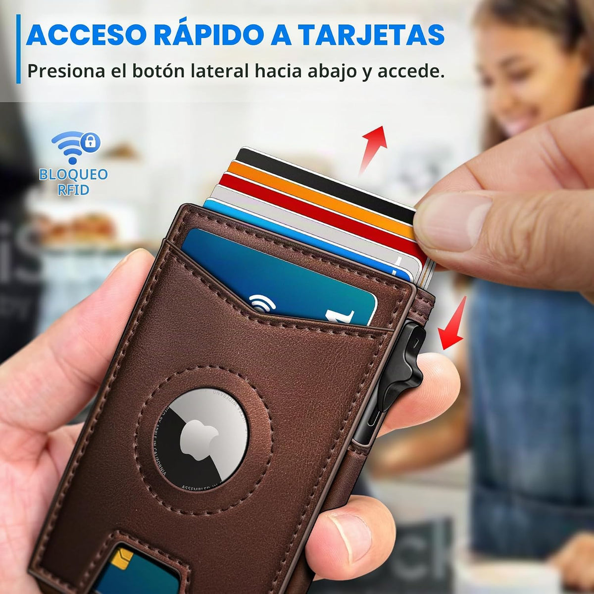 miyozi Airtag - Cartera para hombre con clip para dinero, 9 tarjeta...
