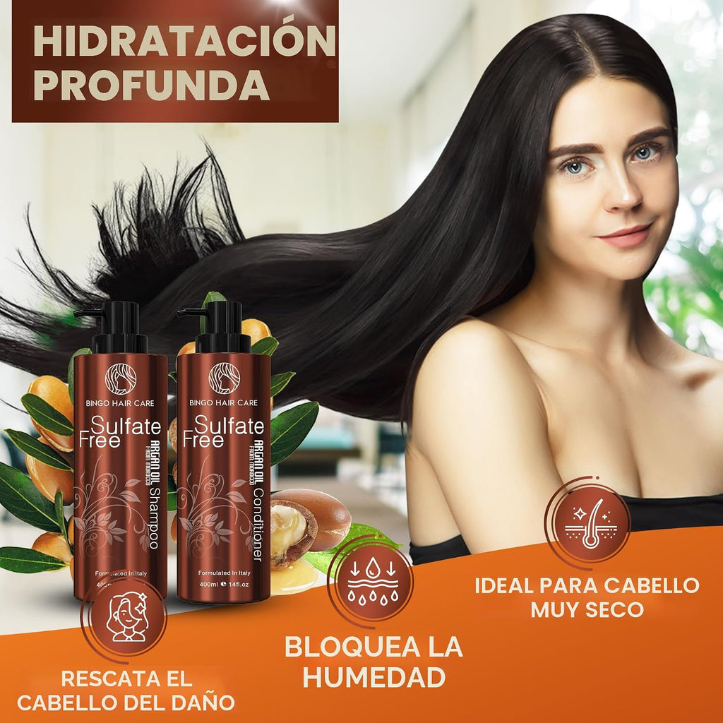 Juego de champú y acondicionador de aceite de argán marroquí - Sin...
