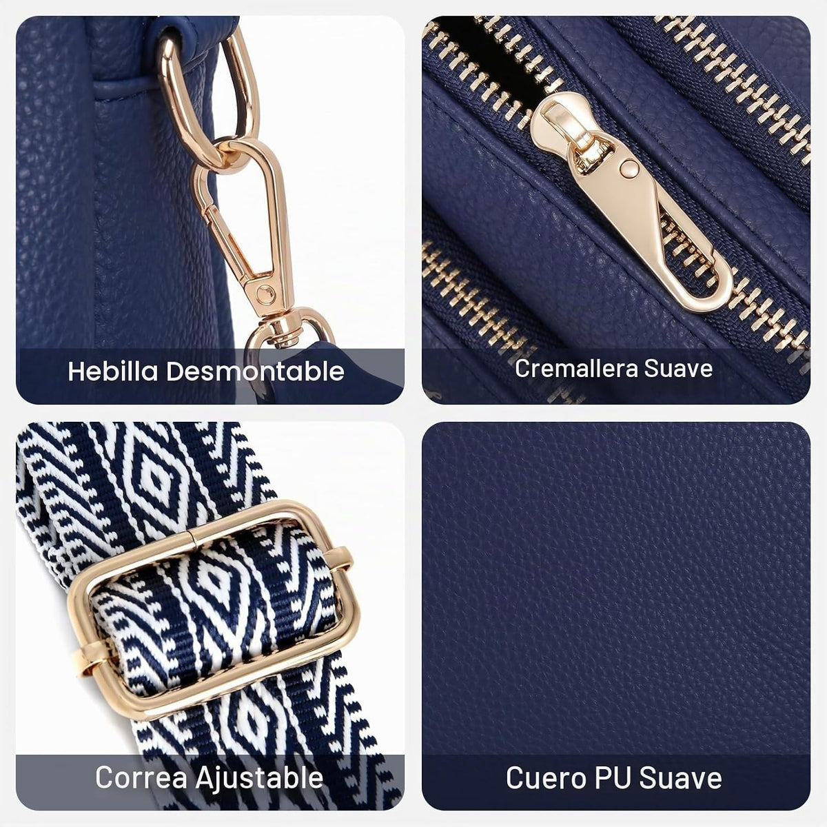 HILAEX Bolso cruzado para mujeres, bolso de cuero antirrobo, múltip...