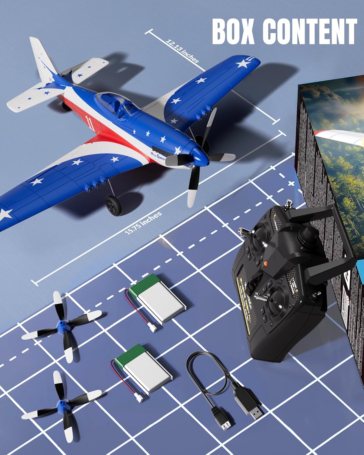VOLANTEXRC Avión RC, avión de control remoto de 4 canales P51d Must...