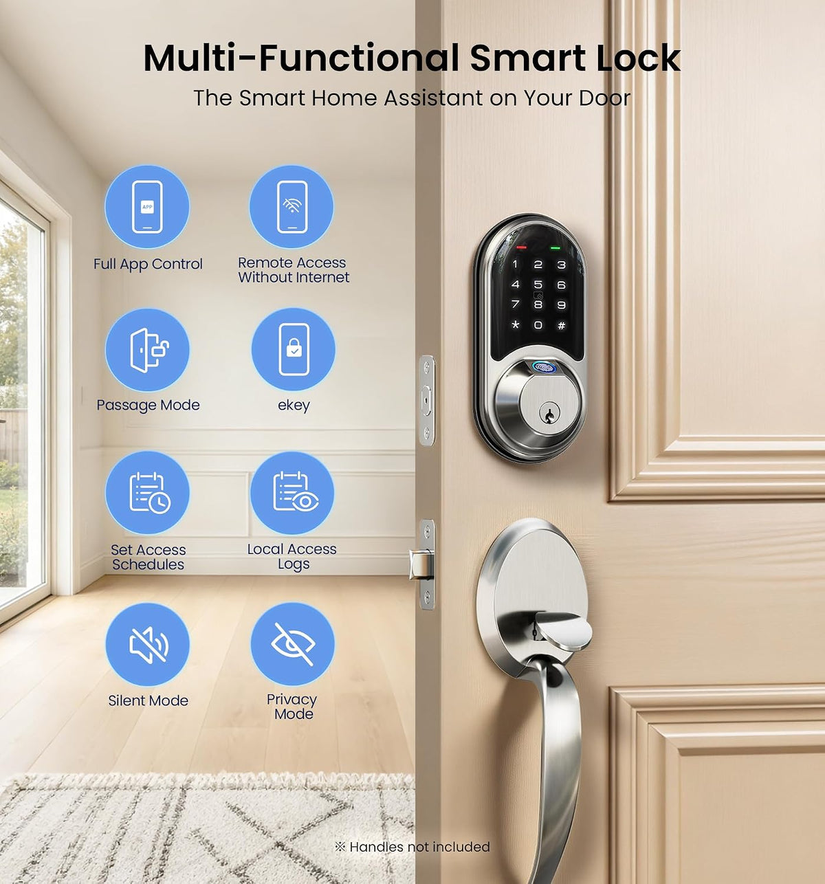 Veise Cerradura de puerta inteligente con huella dactilar RZ07, con...