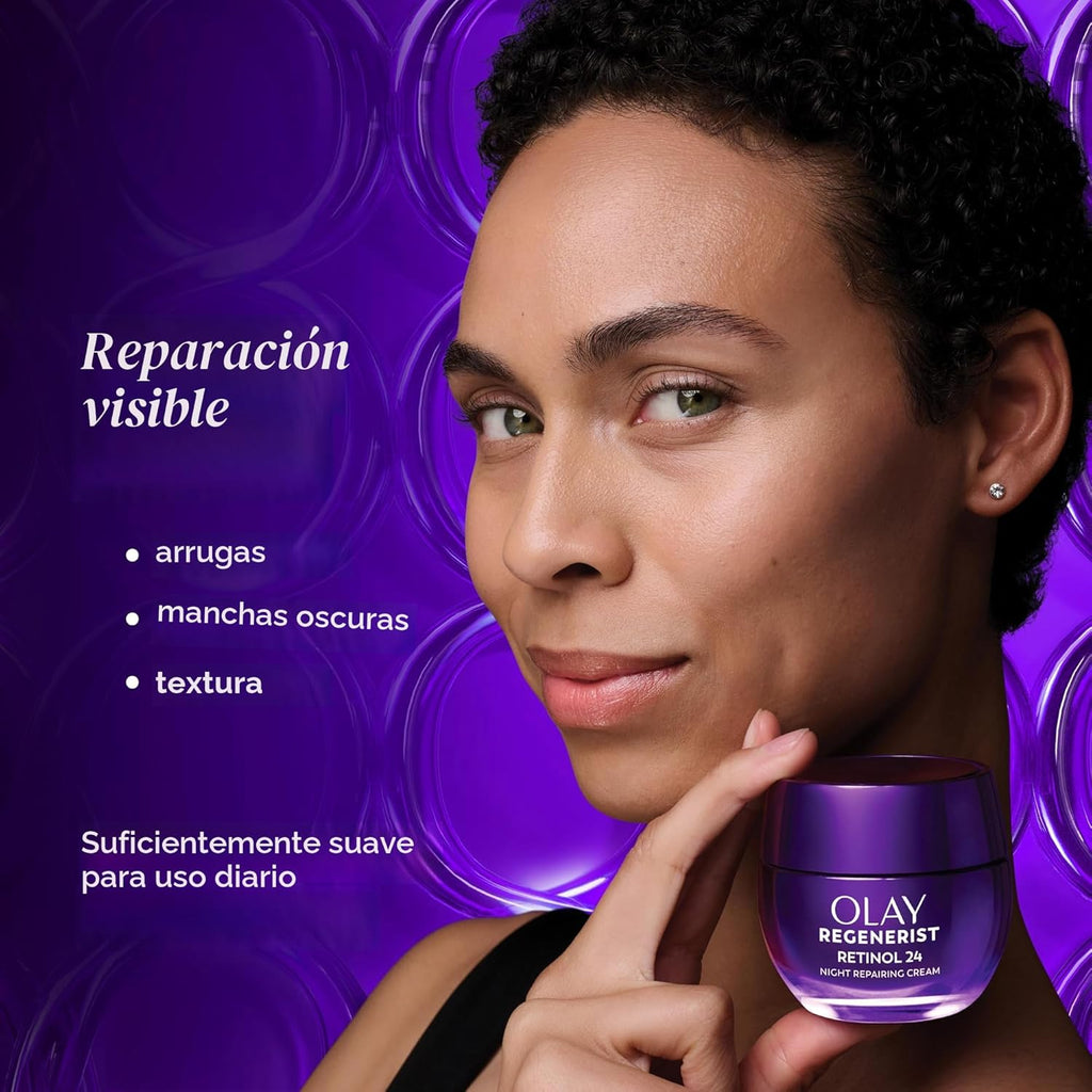 Olay Crema de noche de retinol para mujeres, hidratante facial anti...