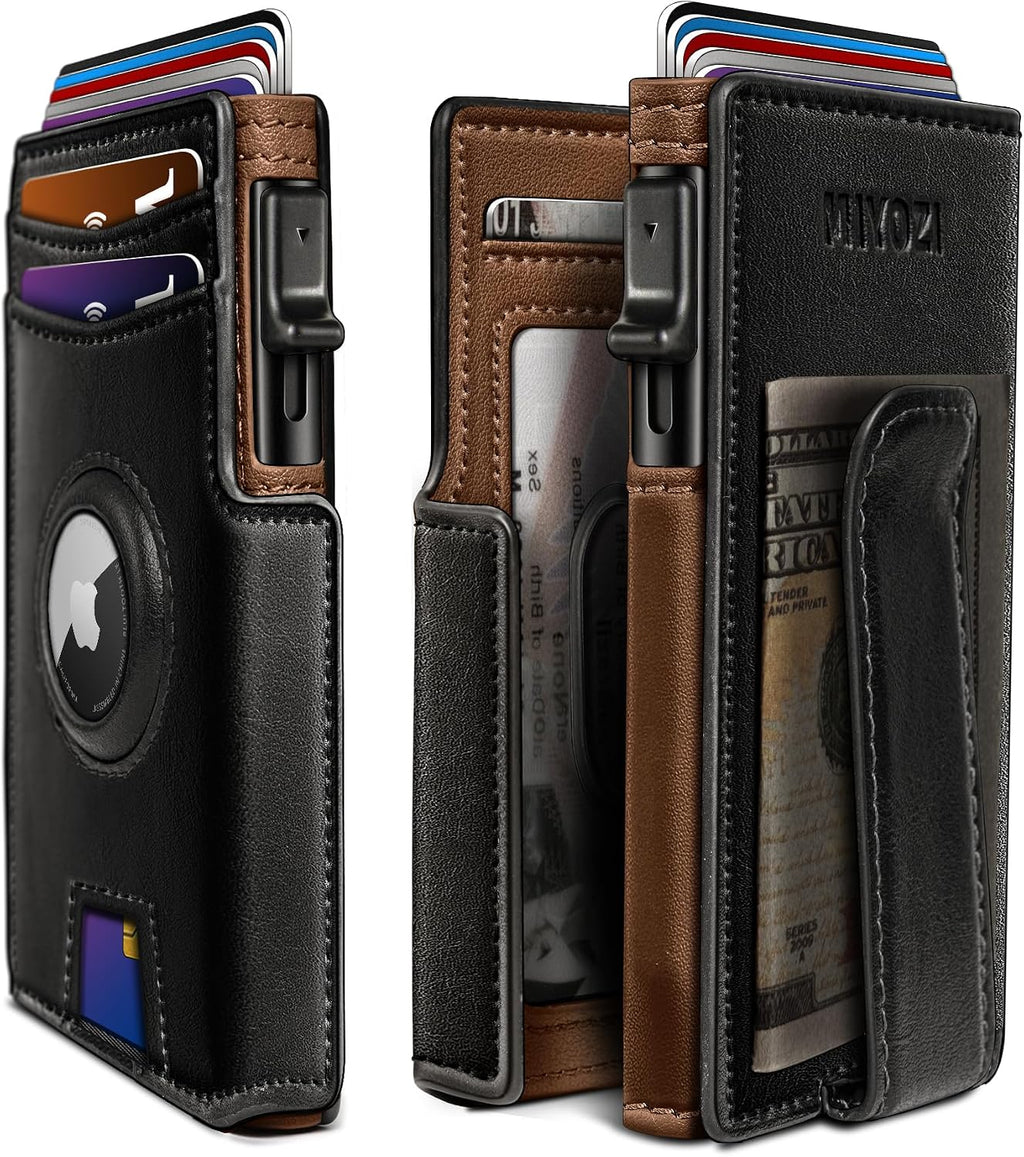 Miyozi - Billetera Airtag para hombre, con clip de dinero, estuche...