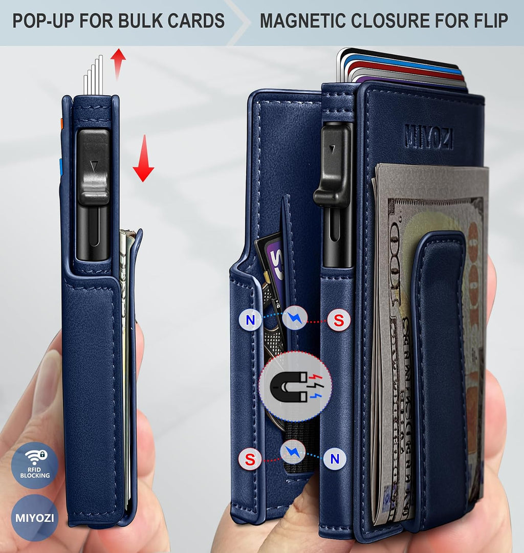 miyozi Billetera para hombre, magnética minimalista delgada con sop...