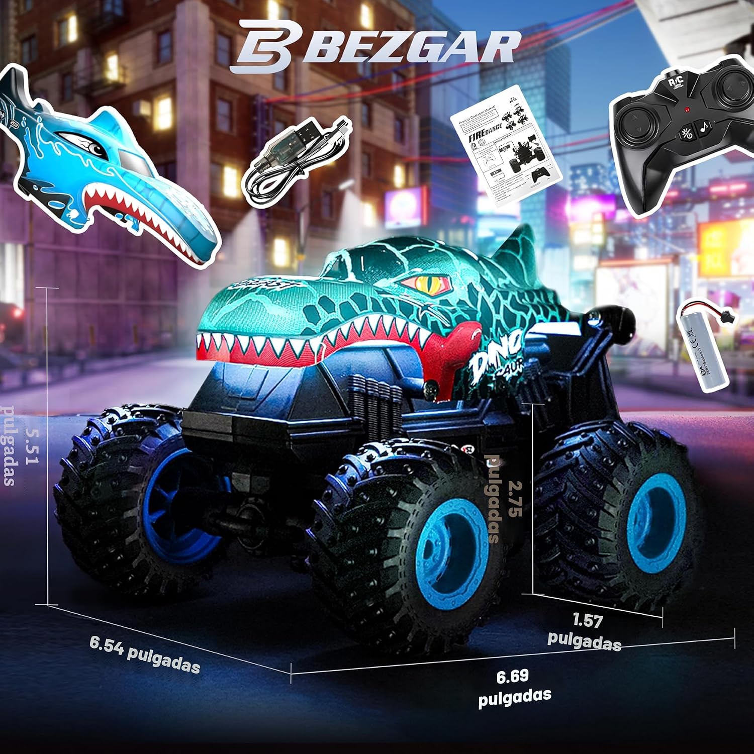 BEZGAR Monster Truck Toys - Camiones monstruo a control remoto con...