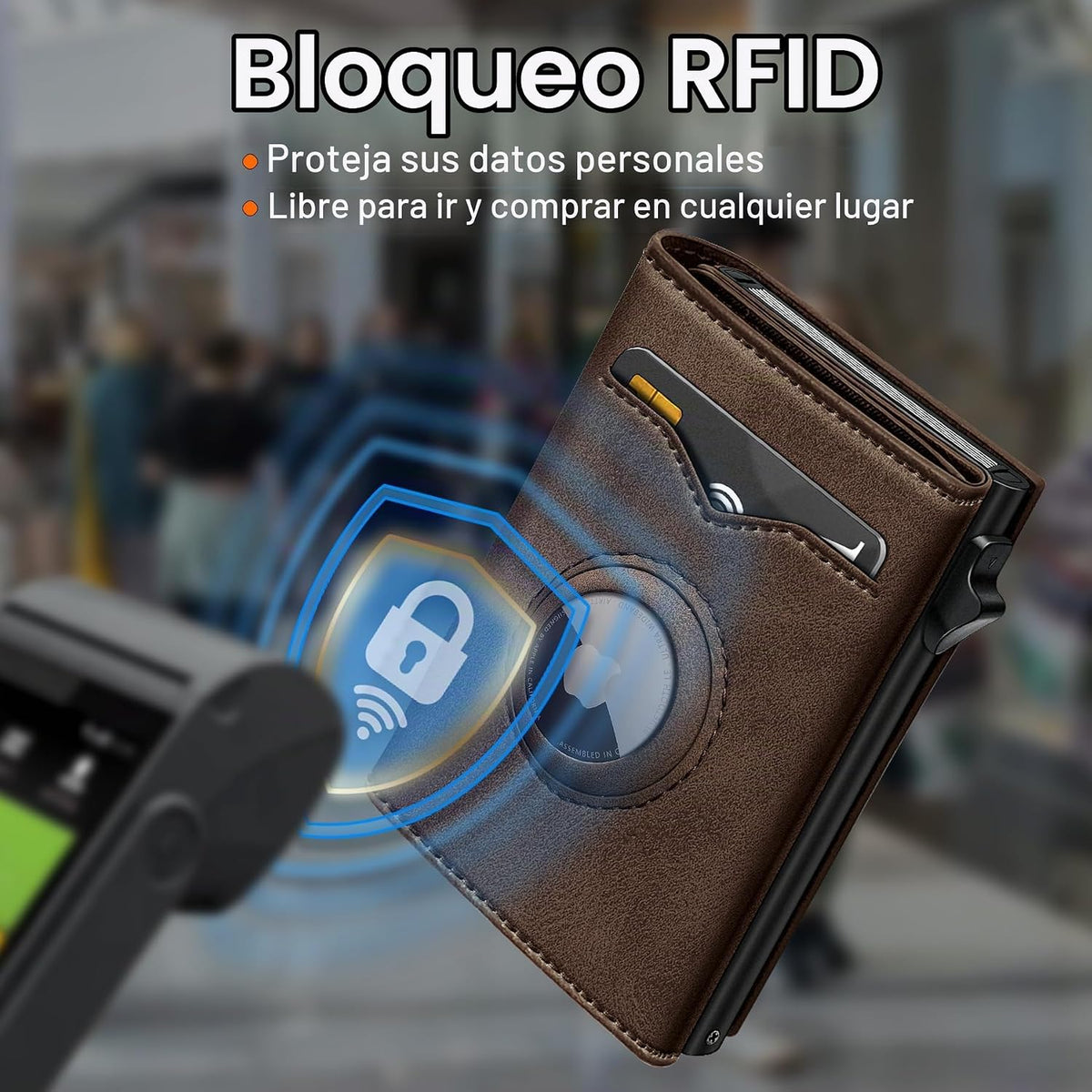 Cartera miyozi Airtag para hombre, con bolsillo para billetes, 2 ve...