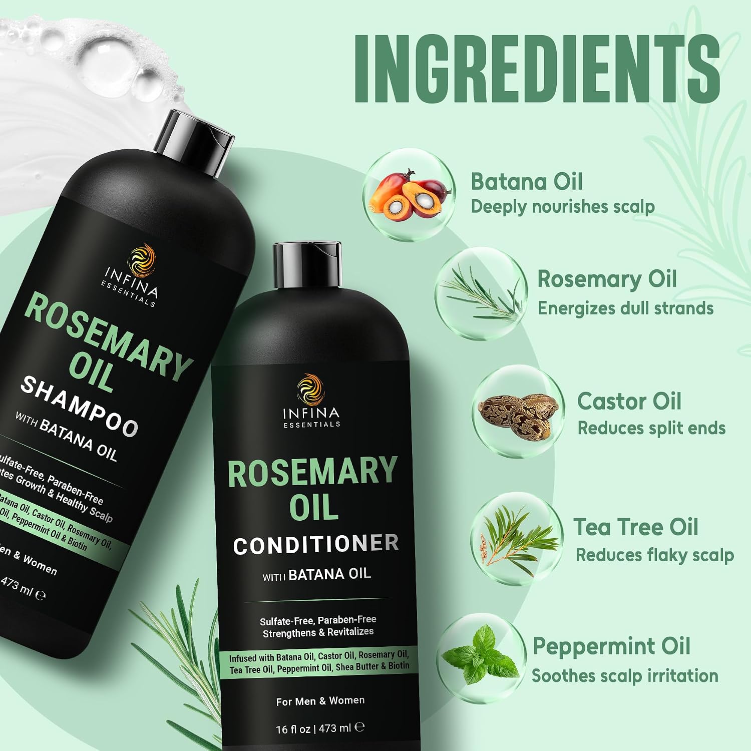 INFINA ESSENTIALS Champú y Acondicionador con Aceite de Romero | 16...