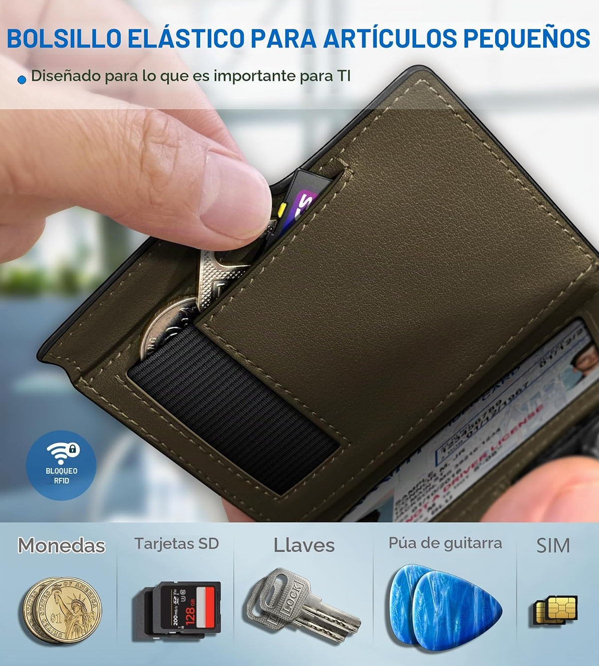 miyozi Billetera para hombre, magnética minimalista delgada con sop...