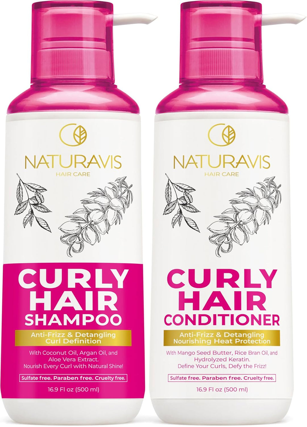 Juego de champú y acondicionador para cabello rizado, sin sulfatos...