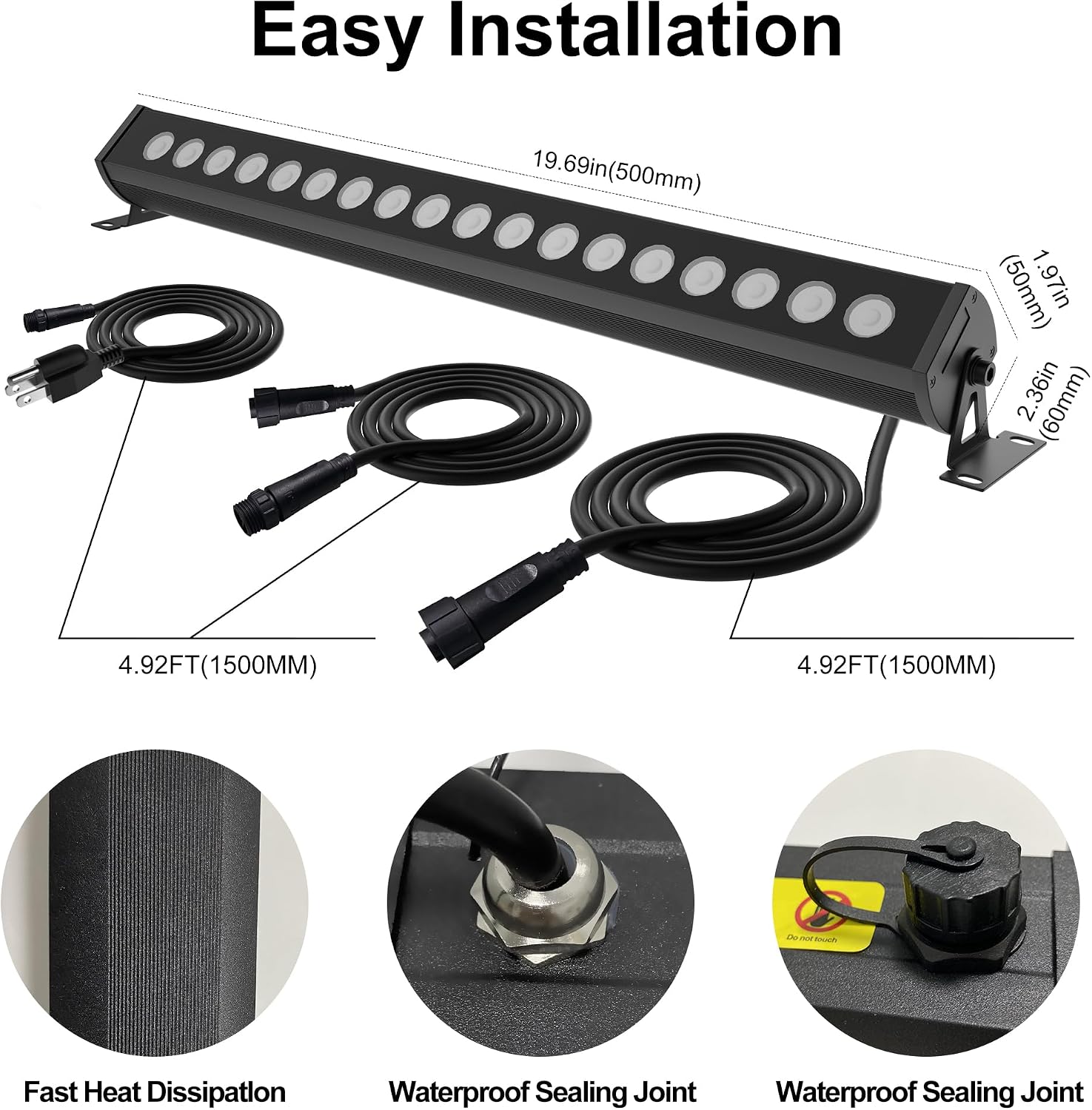 Umidkin Linkable Smart RGBCW - Barra de Luz Rasante de Pared de 90...