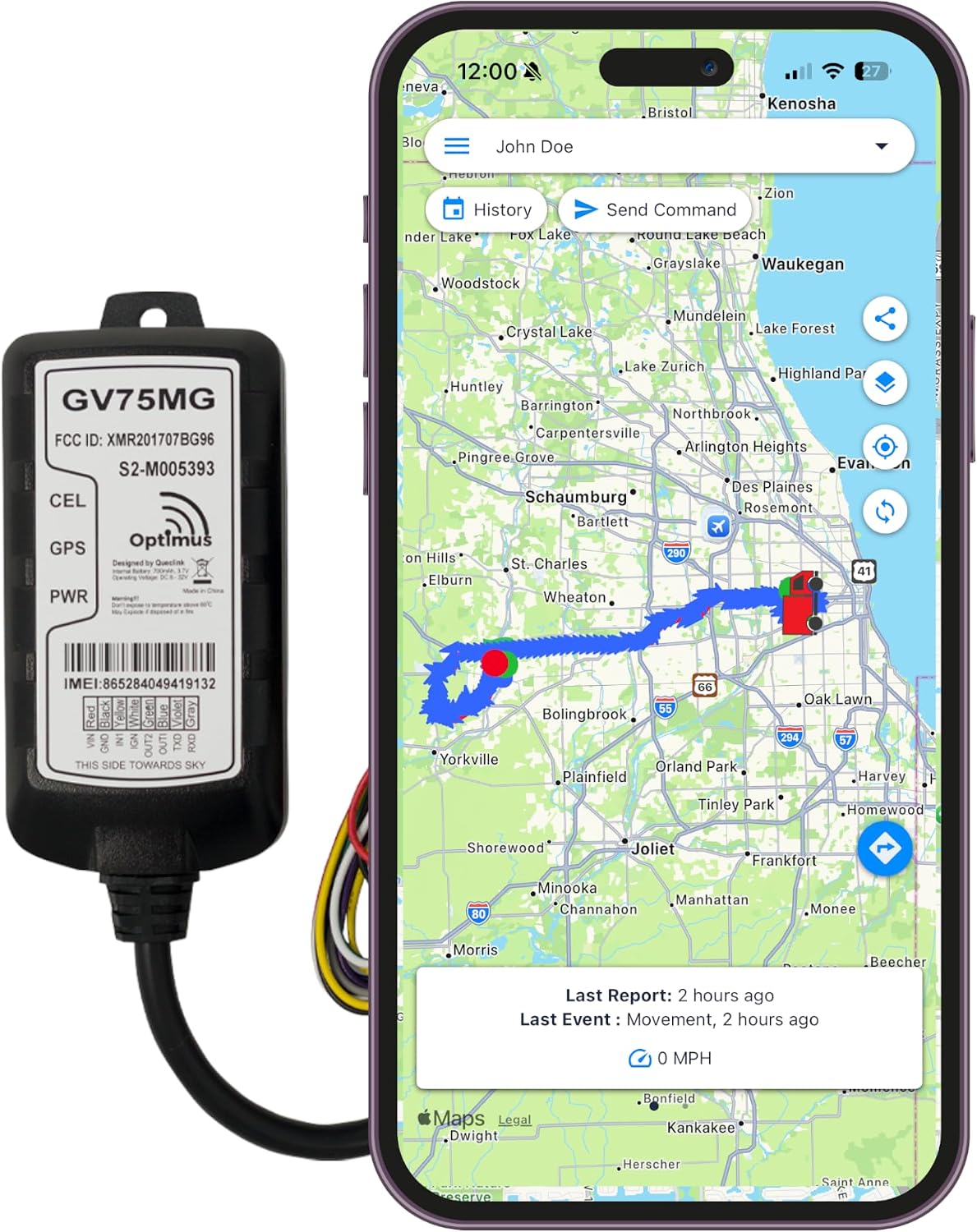 Optimus GV75MG impermeable con cable GPS Tracker para vehículos y a...