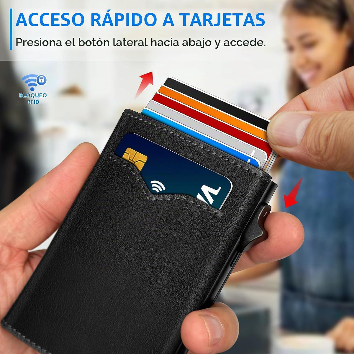 Cartera miyozi para hombre, con bolsillo para efectivo, 2 ventanas...