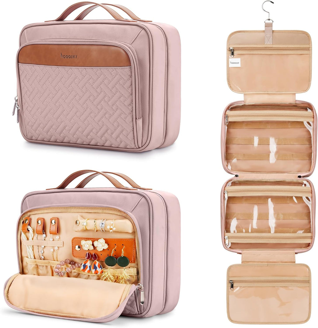 Neceser colgante de viaje para mujer, con compartimento organizador...