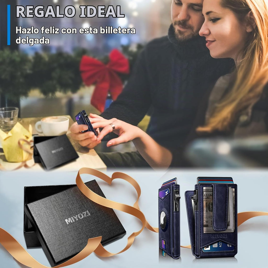 miyozi Airtag - Cartera para hombre con clip para dinero, 9 tarjeta...