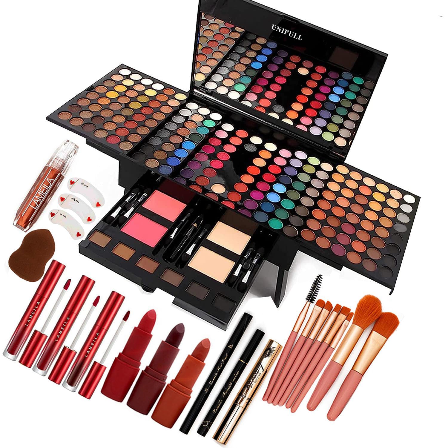 UNIFULL Juego de maquillaje de 190 colores, kit de maquillaje profe...