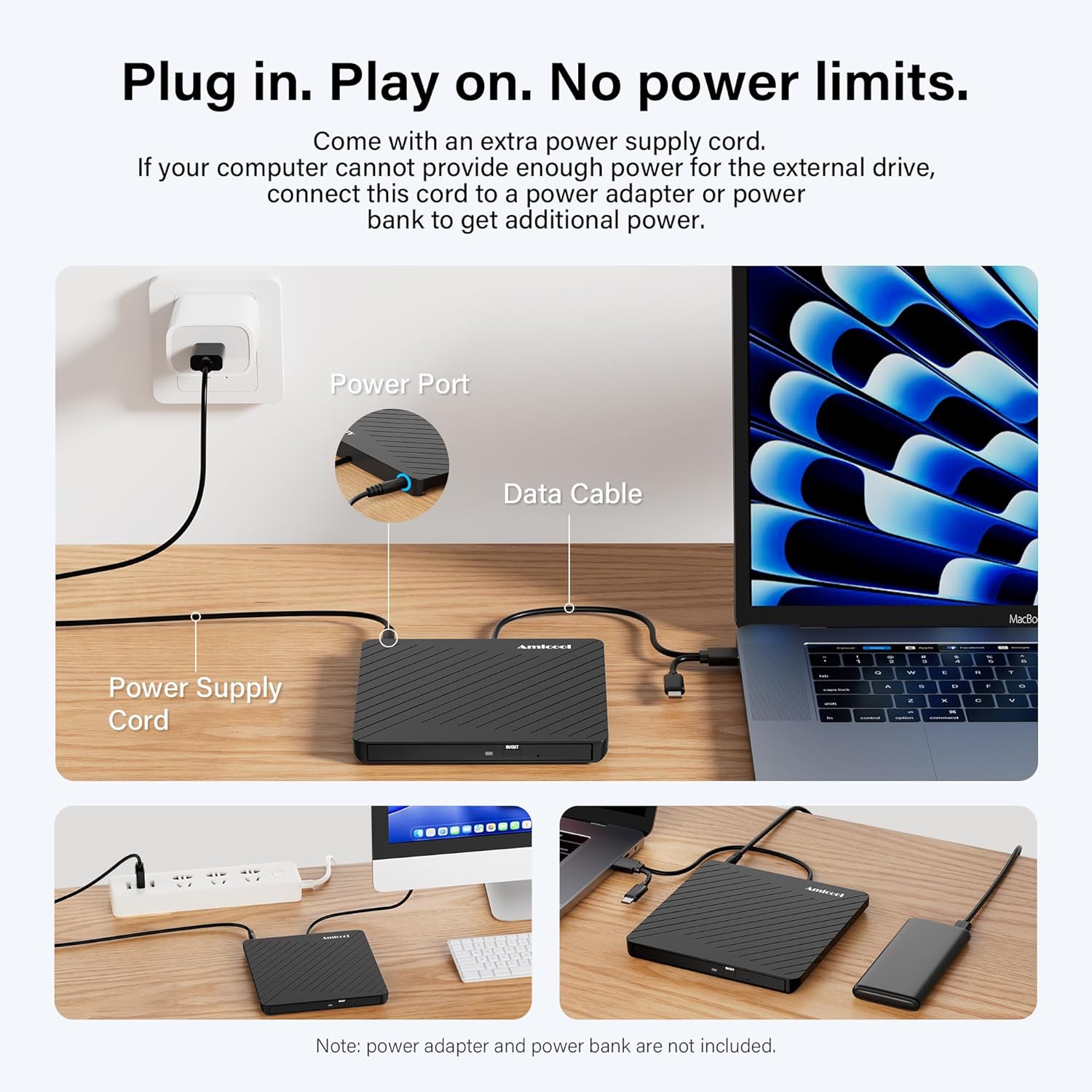 Amicool Grabador externo USB-C USB 3.0 CD\/DVD +\/-RW, lector de DV...