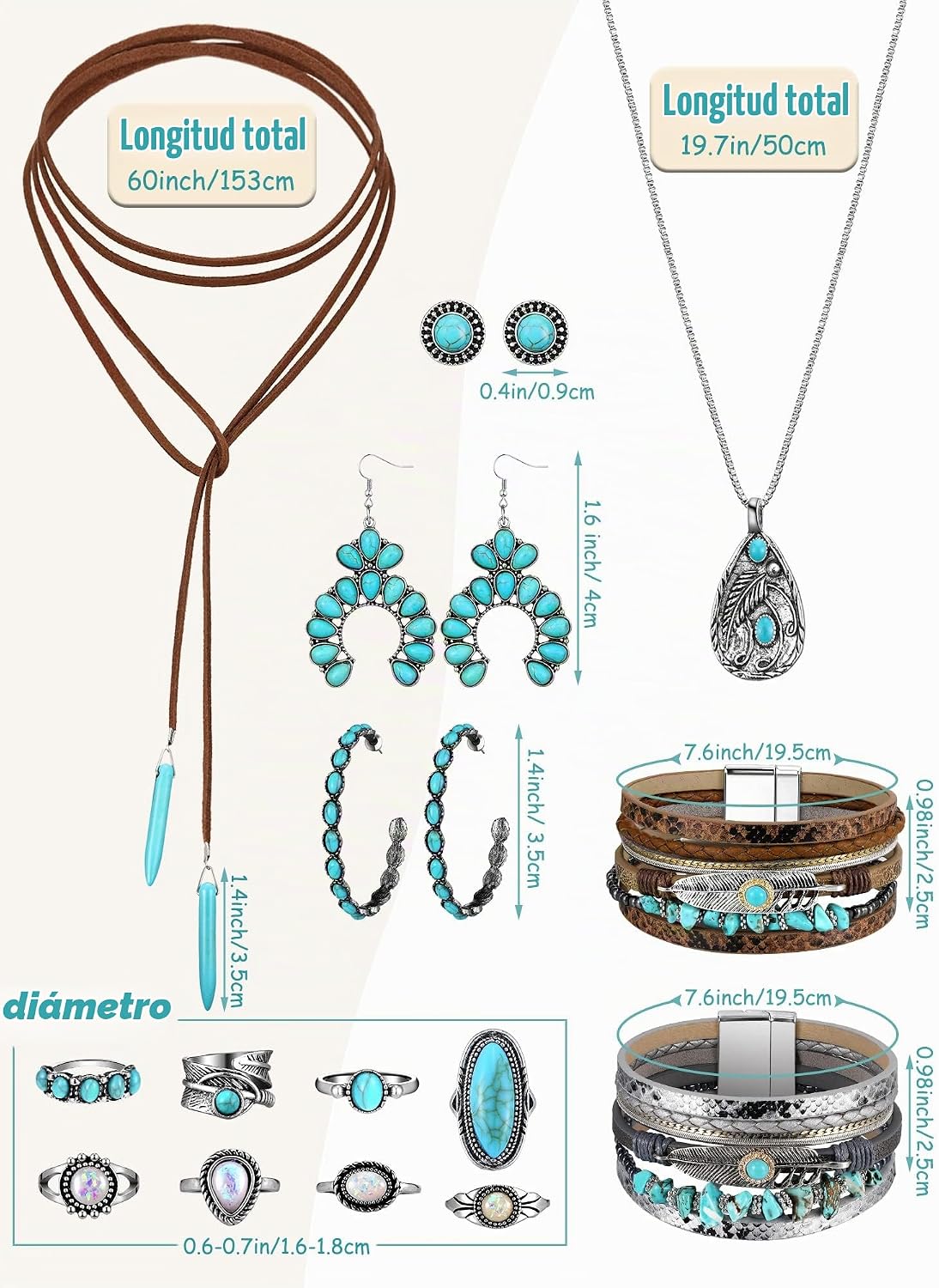 Inbagi Maitys 15 Pcs Halloween Joyería para Mujer Conjunto de Colla...