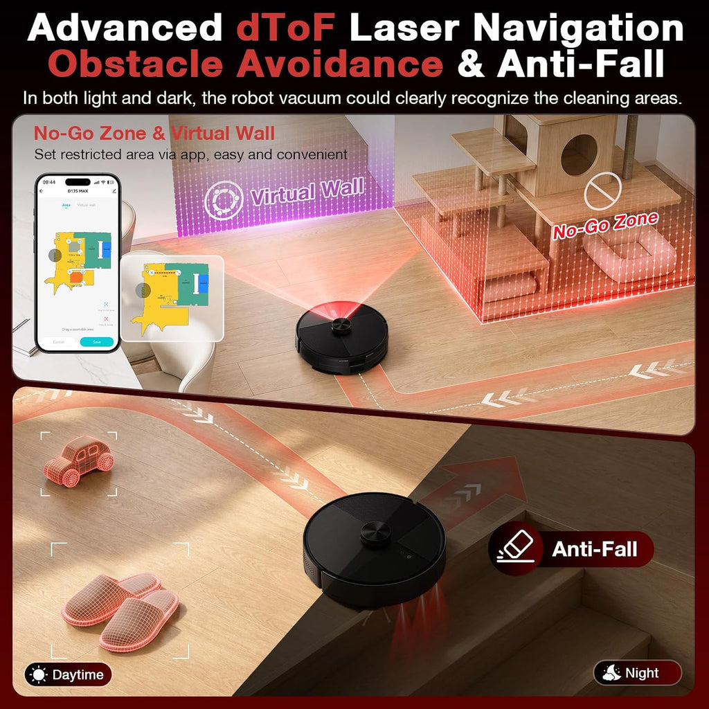 LVKANGDA Robot aspiradora de suelo D17S MAX 0821B, 12,000 Pa Robot...