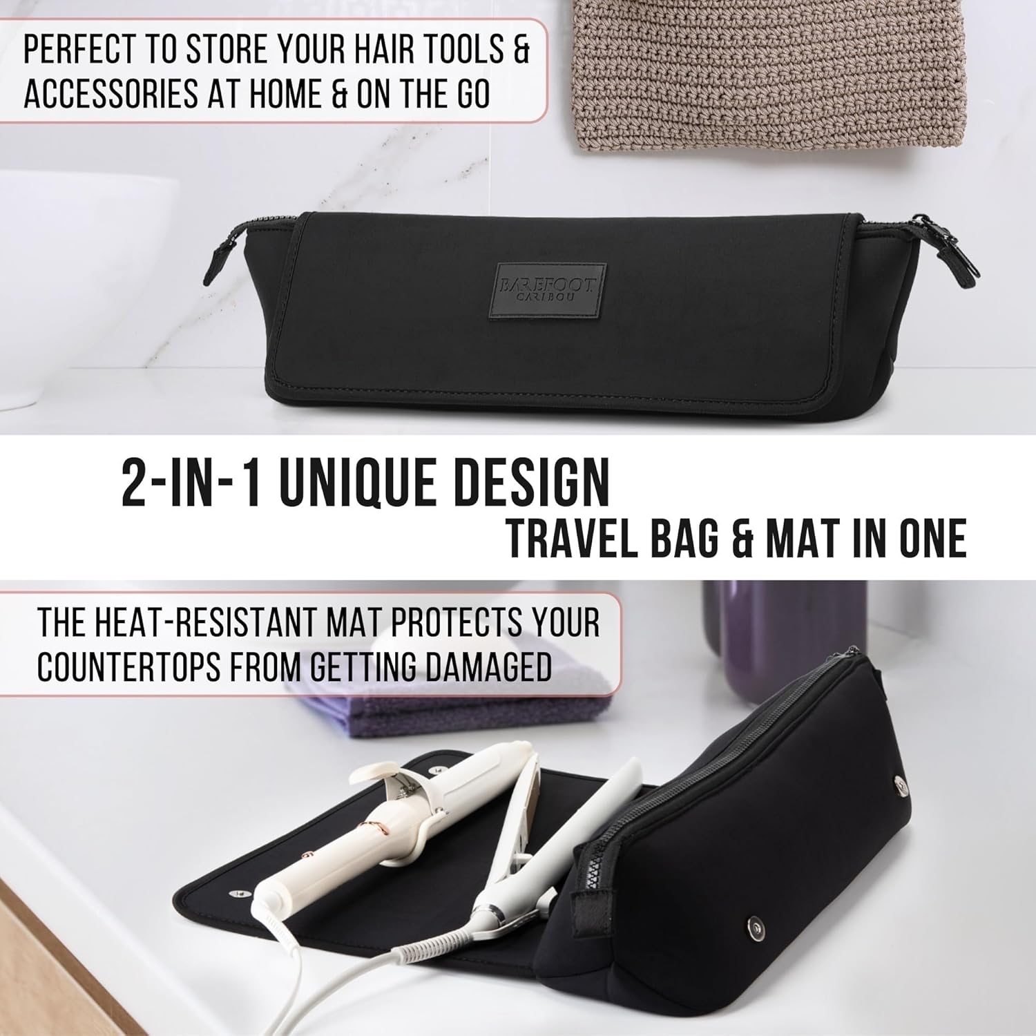 BAREFOOT CARIBOU Bolsa de viaje para herramientas para el cabello y...