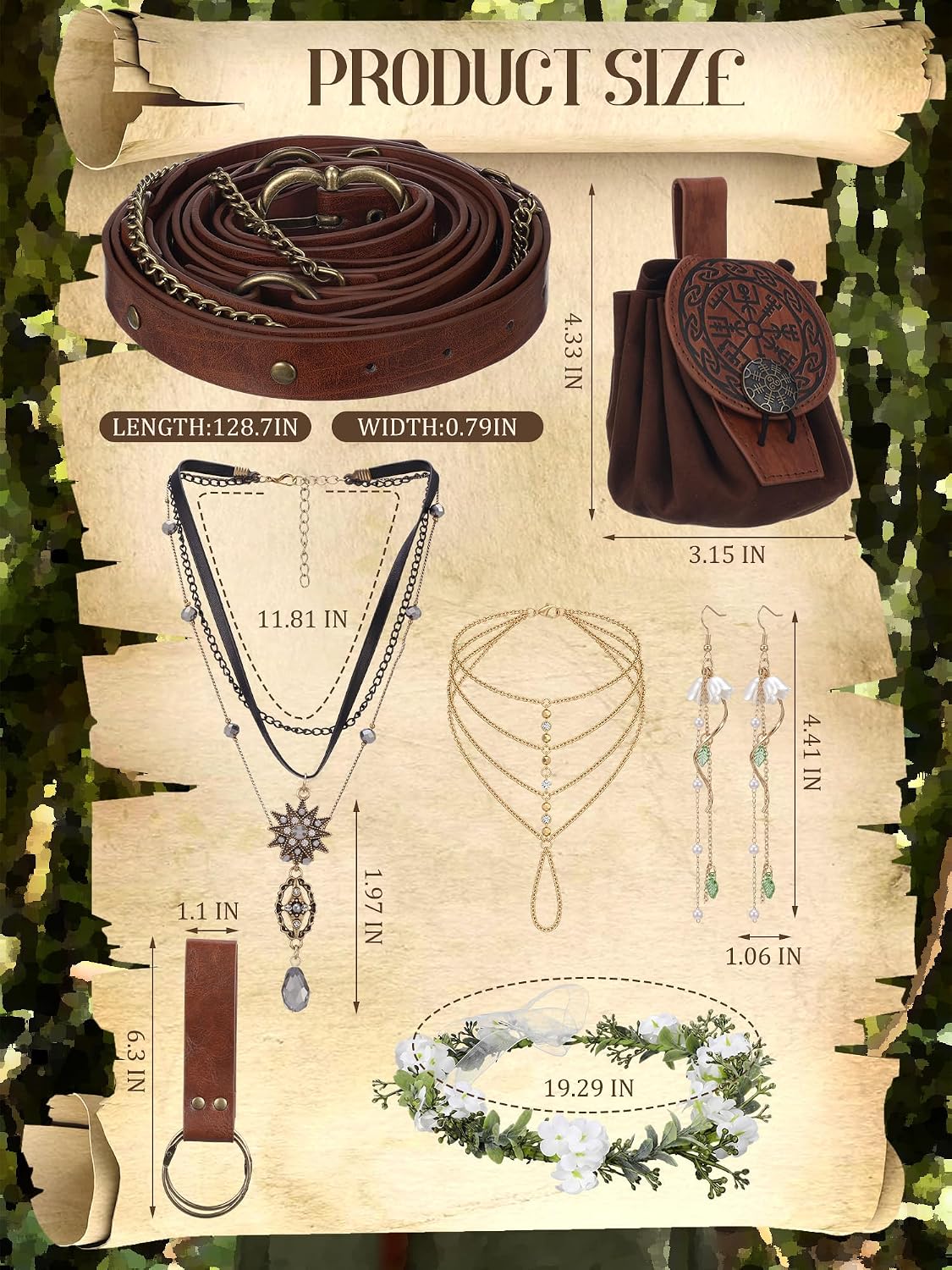 Whimsibelle Juego de 8 accesorios de disfraz renacentista para muje...