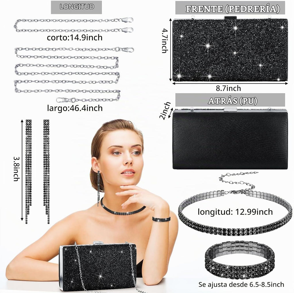 Kigeli 4 Pcs Rhinestone Jewelry Set