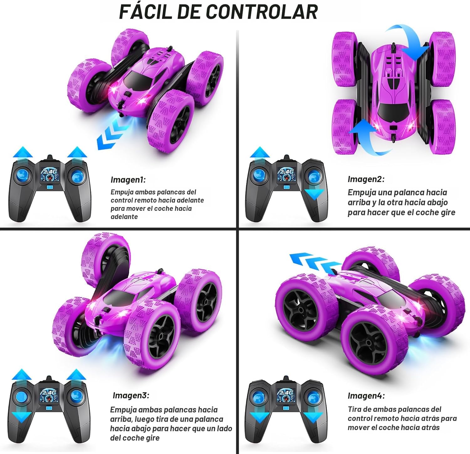 QUNREDA - Autos RC, coche de control remoto púrpura para niñas, RC...