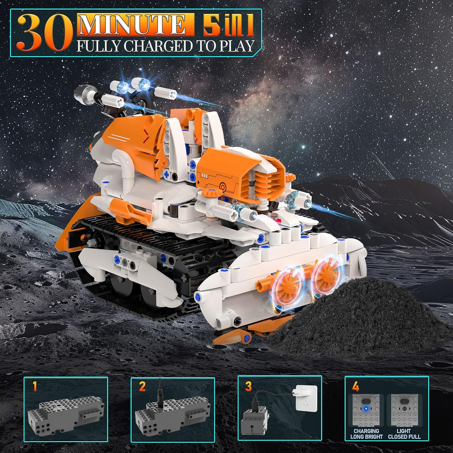 Juguetes de construcción de robot STEM 5 en 1 para niños, carro tan...