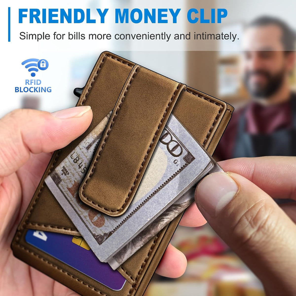 miyozi Airtag - Cartera para hombre con clip para dinero, 9 tarjeta...