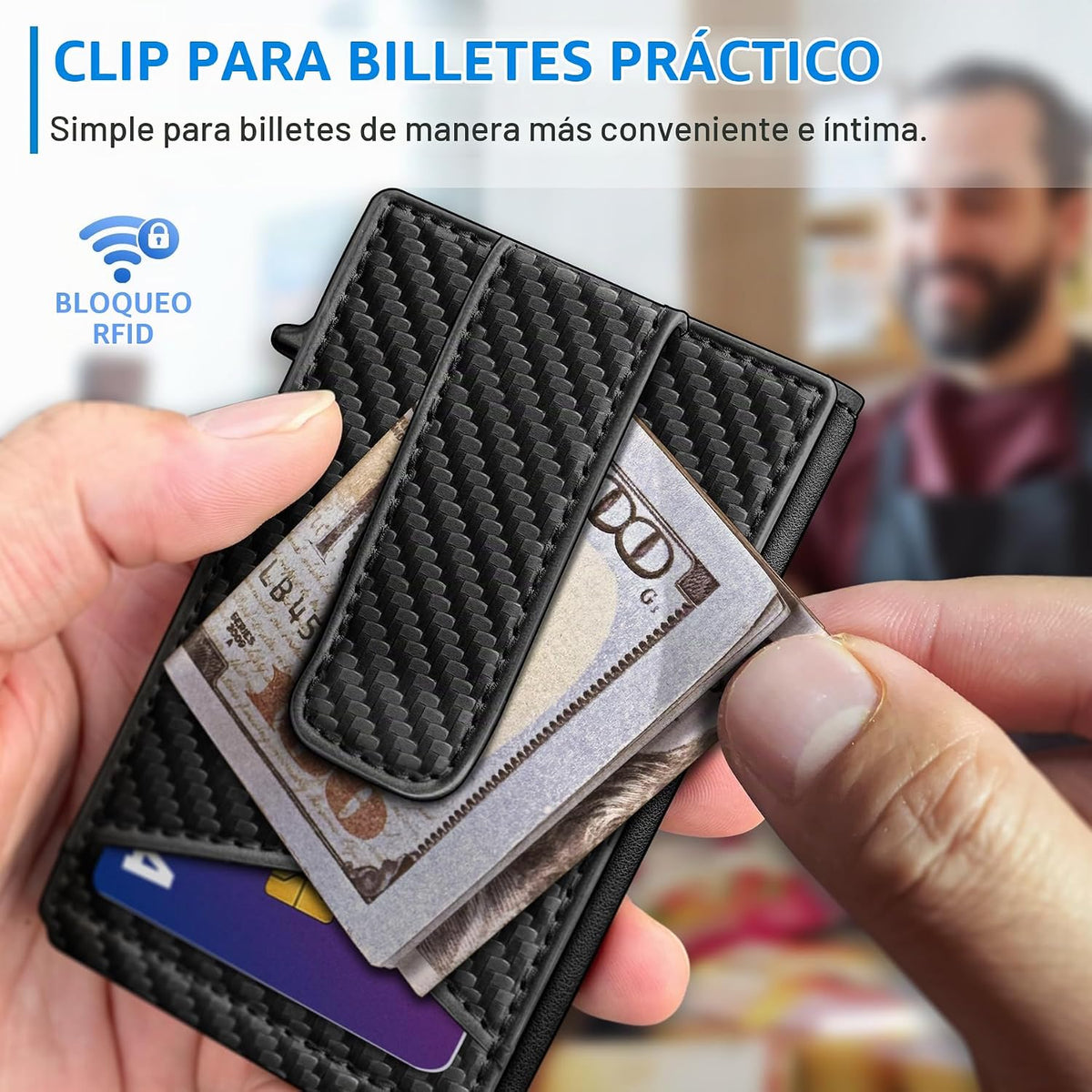 miyozi Airtag - Cartera para hombre con clip para dinero, 9 tarjeta...