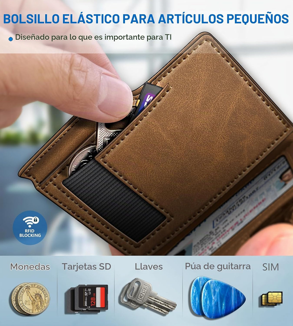 miyozi Billetera para hombre, magnética minimalista delgada con sop...