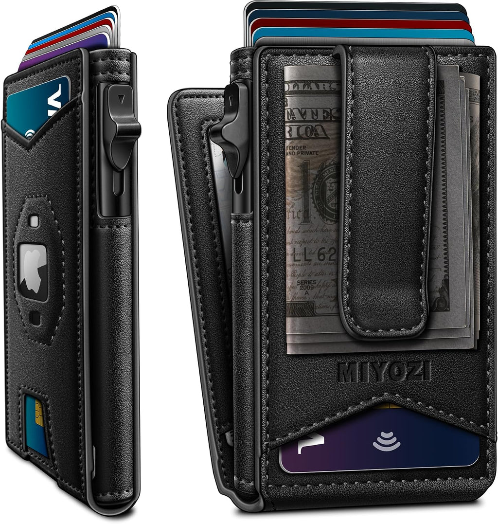 miyozi Billetera Airtag para hombre, con caja de regalo con clip pa...